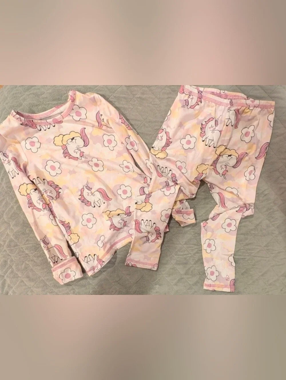 Cuddl Duds 2T/3T Unicorn Print Kids Pajamas - Pink